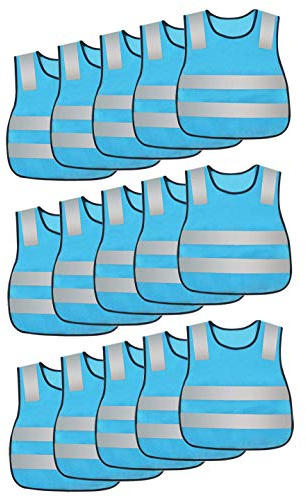 AIEOE Kids Reflective Safety Vest, High Visibility, Lightweight, Breathable, Neon Blue, 15PCS
