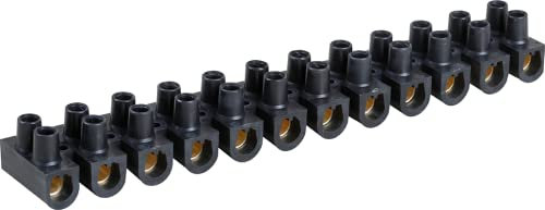 Eur'Ohm - Barrette de connexion 12 plots laiton - 25mm² - 101 A - Noir