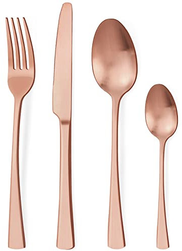 Bestdin Besteck Set 6 Personen, 24 teilig Edelstahl Besteckset Roségold Matt Essbesteck Set mit Messer Gabel Löffel, Hochwertiges Edelstahlbesteck, Spülmaschinenfest.