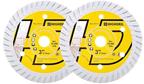 HIGHDRIL Disco Diamantato Gres Porcellanato 75mm - 2pezzi Dischi Taglio per Ceramica Porcellanato Piastrelle Marmo Granito