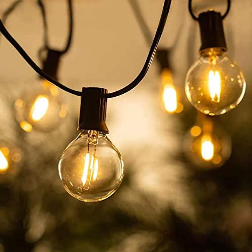 Belns Melns Lichterkette Außen Strom, 9.5m Outdoor Lichterketten Aussen Wetterfest 25+2 Glühbirnen IP44 wasserdicht 2200K warmweiß für Garten Terrasse Hochzeiten und Party