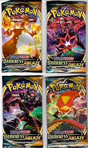 4 x Pokemon Sword & Shield 3 Darkness Ablaze Booster Packs (4 Stück) – Pokemon TCG SwSh3