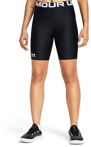 Under Armour Women's HeatGear 8in Short, Moisture-Wicking Ladies Gym Shorts, Stretchy Compression Shorts Black