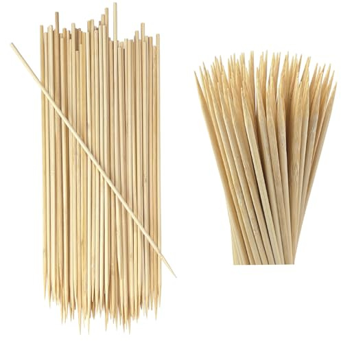 CompoBambu 100-Pack 12 Inch Extra Long Natural Bamboo Skewers – Durable Roasting Sticks Made from Renewable Wood for Barbecue, Appetiser, Fruit, Kabob, Grilling, Chocolate Fountain, Crafting and Party