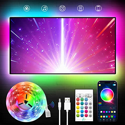 KANTUTOE TV LED Backlight, 23ft Lights for 70-100 Inch, RGB With Remote, Music Sync Bluetooth APP Control Strip USB Powered for Bedroom/Gaming Room