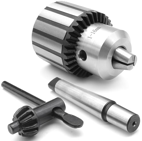 YDHfdc Heavy Duty Lathe Chuck - MT2-B16, 1-16mm Capacity, Stainless Steel, Arbor Key Type with Chuck Key and SDS Adapter Shank for Drilling Machines