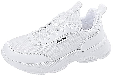 Sneaker Bianche da Donna 40, Scarpe da Donna estive con Lacci, Sportive, da Trekking, Traspiranti, per Il Tempo Libero, Antiscivolo, comode Scarpe per Il Tempo Libero, Suola Morbida, Bianco, 40 EU