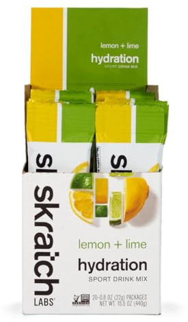 SKRATCH LABS Sport Hydration Drink Mix | Poudre de glucides et d'électrolytes |20x22g | Citron + citron vert | Endurance, entraînement, compétition |Sans gluten, Vegan, Keto