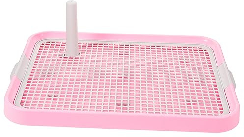 GRIRIW Toilette per Cani e Griglia Staccabile in Plastico Rosa Struttura a Due Strati Antiscivolo e Facile da Pulire Vaschetta per Animali Piccoli per Uso Domestico e Ufficio