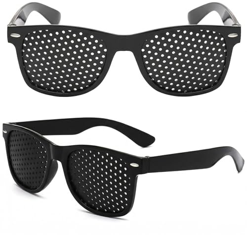 PMTFUMY 2PCS Unisex Pinhole Glasses, Anti Glare Grid Lens Sunglasses, Lightweight Comfortable Eyewear for Outdoor Travel Fishing Driving Daily Wear