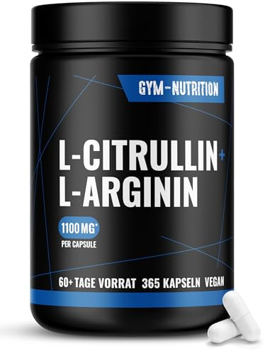 L-Arginin + Citrullin hochdosiert - 365 Kapseln - 6.785 mg Tagesdosis, 60+ Tage Vorrat - Vegan & Produziert in Deutschland