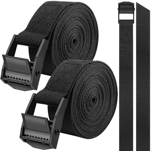 2 piezas de correas de amarre 200CM, correas de amarre resistentes Caianwin con capacidad de carga de 250kg, correa de portaequipajes con trinquete y hebillas ajustables, correas tensoras con hebilla