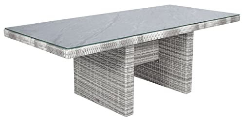 dasmöbelwerk Gartentisch Boston Esstisch Wangentisch Dining Glas-Keramik 192 x 90 cm weiß-grau
