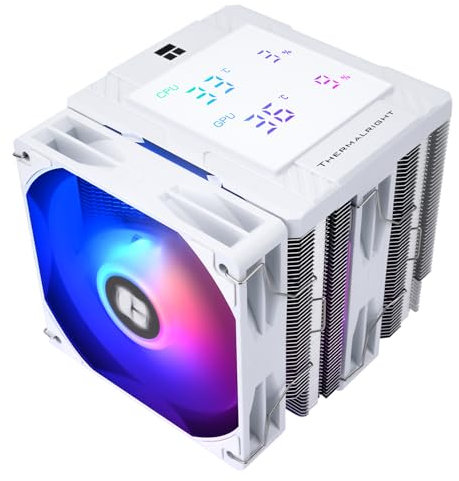 TR-Peerless Assassin 120 Digital ARGB White CPU Cooler Air with 6X6mm Heatpipes, Magnetic Display Board Top Cover,Heatsink CPU Cooler, for AM4/AM5 and Intel lga1700/1851/1150/1151/1200