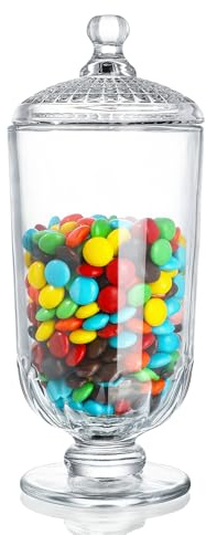 24oz Clear Glass Sweet Jar with Lid Glass Cookie Jars Storage Decorative Jars for DIY Projects,Candy Buffet,Shower Favors(9.4 * 3.9inch)