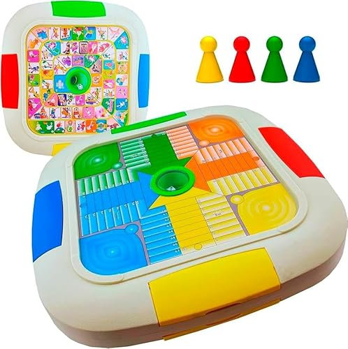 Genérico Oca y Parchís Automático/Juego de Mesa 2-4 Jugadores/Juego Tradicional para Niños y Adultos/Reversible 2 en 1 Ambas Caras