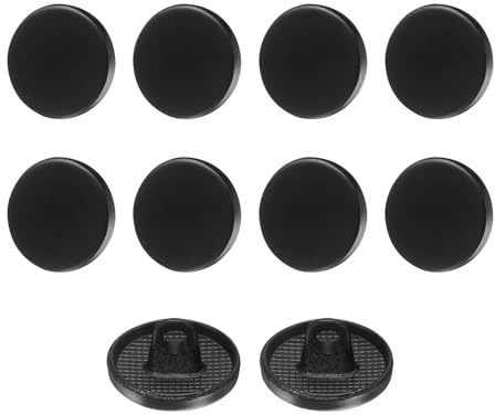 QUARKZMAN 10 stycken platta metallknoppar set, 12 mm glänsande yta runda öglor, pysselknappar, ersättningsknappar för gör-det-själv män kvinnor kostym ullrock skjorta byxor, mattsvart
