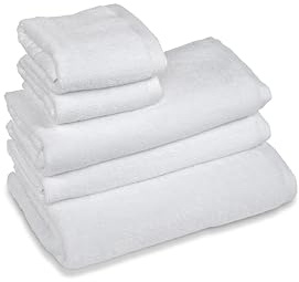 Juego de toallas de baño de rizo 100% algodón, 2 caras 60 x 100 + 2 invitados 40 x 60 + 1 toalla de 90 x 140 cm, paquete de 5 unidades, 450 g/m² doble retorcido, ideales para B&B y hoteles