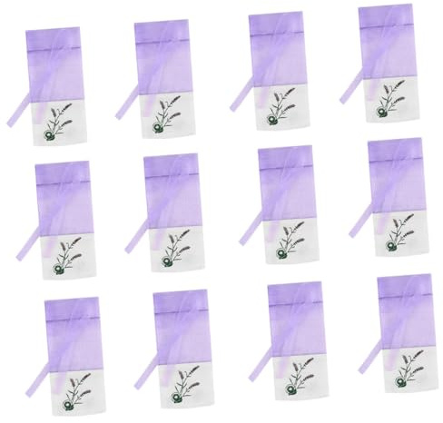 LIFKOME Lot de 12 Sachets en Filet Lavande, Pochette en Organza Cordon De Serrage, Couleur Violet Clair, Taille Petite, pour Rangement Bijoux Et Organisateur D'armoire
