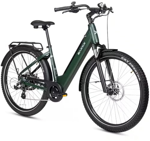SAXXX E Bike Tiefeinsteiger 27.5 Zoll mit 36V 13Ah Akku, Elektro Fahrrad Erwachsene mit Scheibenbremse, 7 Gang Kettenschaltung Pedelec mit Federgabel, Gepäckträger für Damen/Frauen Herren/Männer
