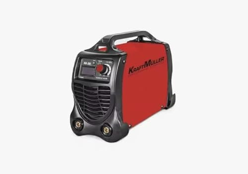 Soldador Inverter Kraft Muller IGBT, 30-120A, Portátil, Pantalla LED con 10 Electrodos, Pinza de Masa, Portaelectrodos, Máscara Protectora, Cepillo y Martillo