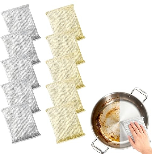 WUERKIYA 10er-Set Topfschwämme aus Metall – Kratzerfreie Reinigung – Rostfrei, Langlebig und Geruchsneutral für die Küche