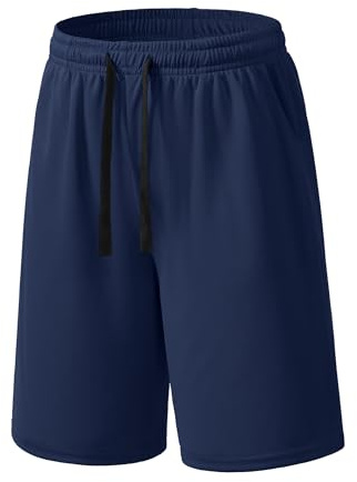 Auranso Boys Athletic Shorts Mesh Basketball Soccer Kids Youth Shorts Quick Dry Sport Active Clothes with Pockets 7-8 Years Navy