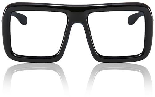 YAOYYG Lunettes Anti Lumiere Noir Carrée, Lunettes Monture Rétro, Accessoires de Mode et de Costume - Faux Verres Classiques pour Femme Homme