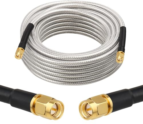 MOOKEERF RG8X SMA Male to SMA Male Coaxial Cable 25FT,Ultra Low Loss SMA Extension Cable 50 ohm for Router,GPS,RF Radio,WiFi Antenna Applications