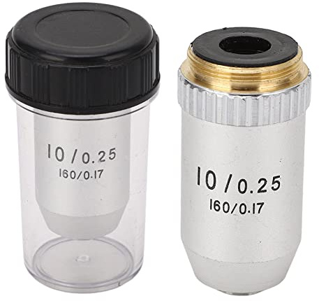 Blaihild Lente Objetivo de Microscopio Acromático 10X Rosca RMS de Acero Inoxidable de Latón - Retracción con Resorte Recubrimiento de Alta Transmitancia para Laboratorios de Investigación y Aulas
