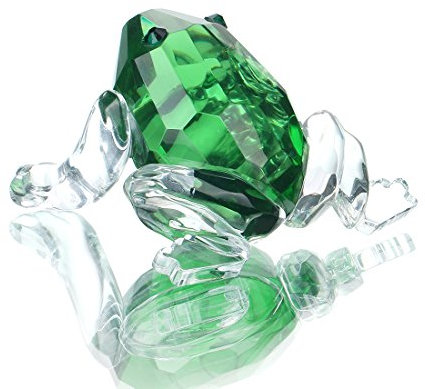 H&D HYALINE & DORA Kristall Frosch Figur Sammlerstück, Kunst Glas Tierfiguren, Briefbeschwerer, Tafelaufsatz Ornament, kreatives Geschenk