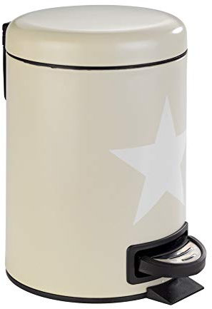 WENKO Cubo con pedal Stella taupe - Cubo de cosmética, cubo de basura con mecanismo de pedal Capacidad: 3 l, Acero, 17 x 25 x 22.5 cm, Taupe