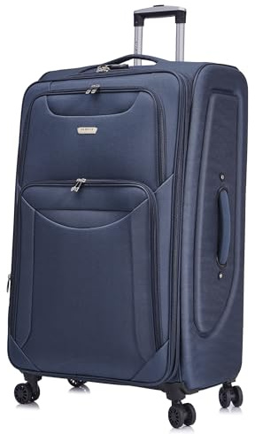 FLYMAX 32 Extra Large Super Lightweight 4 Wheel Suitcase Luggage Expandable with Wheels Navy