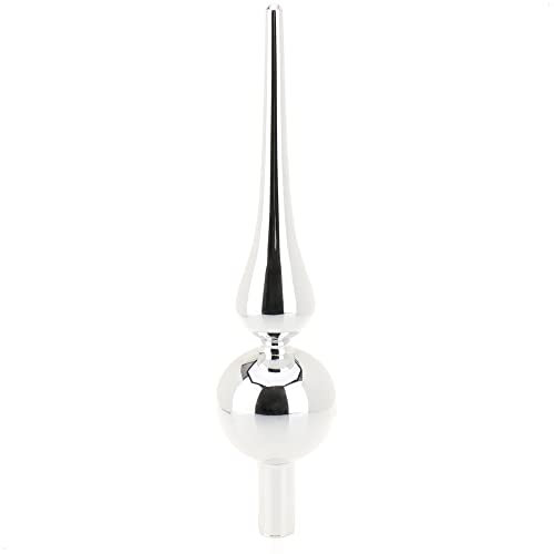 com-four® Weihnachtsbaumspitze glänzend - Christbaumspitze aus echtem Glas für Weihnachten - Tannenbaumspitze für den Christbaum, 25 cm