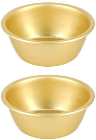 Cabilock 2 Pezzi Ciotole Dorate Per Vino Coreano Makgeolli Senza Manico Ciotola Bowl Per Casa Ristorante Barbecue 5X3.5 Pollici