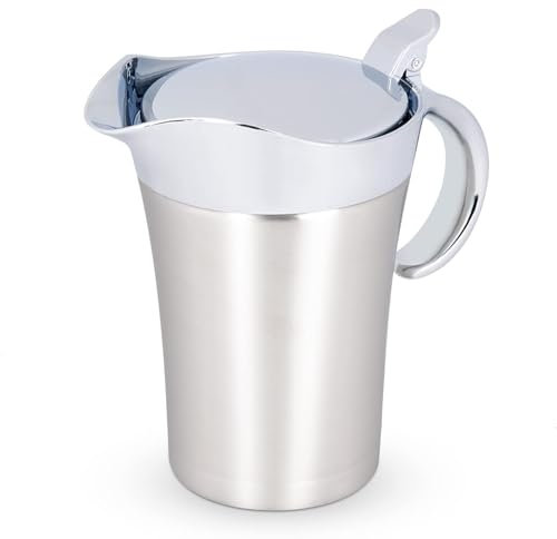 Sauciere Mit Deckel, 750Ml / 26,3 Oz Edelstahl-Soßenschiffchen, Doppelwandige Isolierte Thermosoße Mit Deckel, Soßentopf Servierkrug für Soße, Vanillepudding, Sahne, Milch