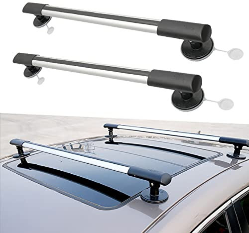 Janefer care Universal-Dachträger-Querträger, Saugnapf 10 cm Durchmesser, verstellbare Aluminium-Gepäckquerträger, für Auto-SUV ohne Dachseitenschiene, zerstörungsfreie Installation,C(123-138CM)