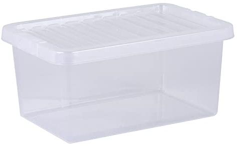 Wham Crystal 5 x 11L Stackable Plastic Storage Boxes with Lids | Ideal for Home, Office, Toys & More | Small Boxes | Made in UK - Clear