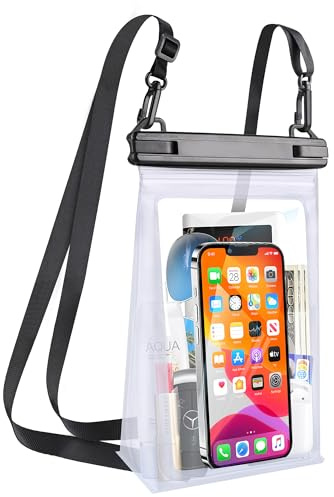 MR.LUYU Large Capacity Waterproof Phone Pouch, IPX8 Universal Floating Waterproof Phone Case for Swimming Underwater Dry Bag for iPhone 14 Pro Max 13 Pro 12 11 Samsung Huawei Xiaomi Up to 7 White