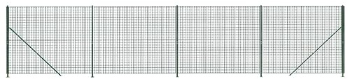 vidaXL Cerca de Alambre, Valla de Malla con Brida Postes, Cercado de Cadena Eslabones, Borde para Recinto de Jardín Patio, Verde 1,8x10 m