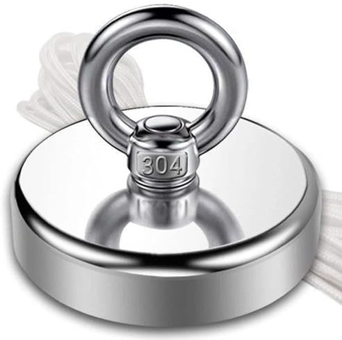 Round Strong Neodymium Fishing Magnets, 25mm Combination Tension Super Strong Magnet with Eye Bolts for Salvage Metal Detector Treasure Finder in River