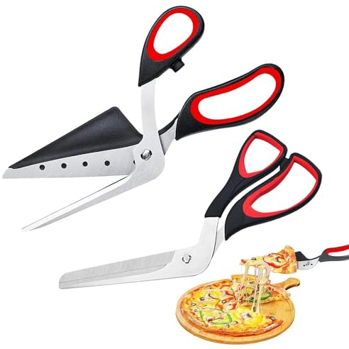 Tijeras profesionales de pizza desmontables de hoja de acero inoxidable tijeras cortador de pizza fácil de cortar pizza espátula rebanador herramientas (2 piezas)