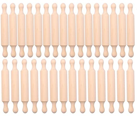 Hopbucan 20 Pezzi Mini Mattarello in Legno da 6 Pollici Lungo Cucina Mattarello Piccolo Rullo per Pasta di Legno per Bambini Fondente