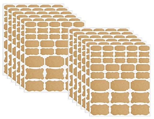Natural Kraft Self-Adhesive Labels - 320pcs Blank Removable Stickers for Essential Oil Bottles, Jars, Presents, Gift Tags