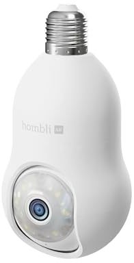 Hombli Bulb Cam mit 4K UHD-Auflösung, Nachtsicht in Farbe, Infrarot, Bewegungsverfolgung, Alarm, Audio, kompatibel mit Alexa und Google, E27-Fassung