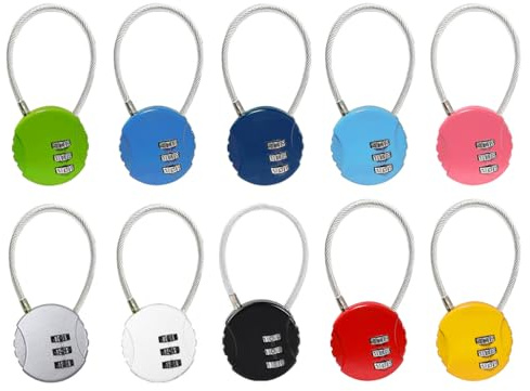 Anlising 10PCS Petit Cadenas à Code Cable, Cadenas Code 3 Chiffres, Cadenas Voyage, pour Sac à Dos, Valise et Casier