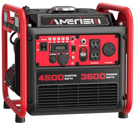 AMERISUN Portable Inverter Generator 4500W, Gas Powered, CO-Sensor, Lightweight & Quiet for Home Use and Emergency Backup, Camping, EPA Compliant