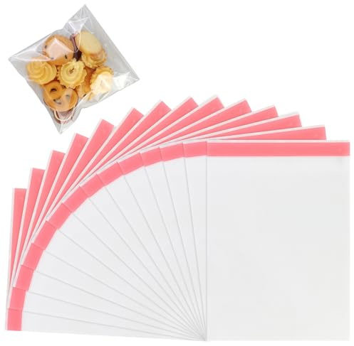 LONGDENEKHALIQ 100 Pcs 5x7 Inches Clear Self Seal Cellophane Bags, Small Self Adhesive Gift Bags For Sweets, Cookies, Treats, Disposable Polypropylene Bags