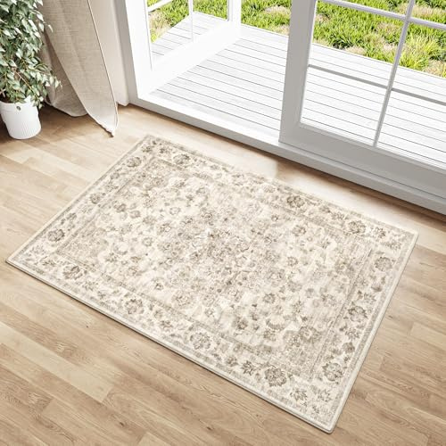 HUGEAR Felpudo Entrada Casa Alfombra 60x90cm Beige Pequeña