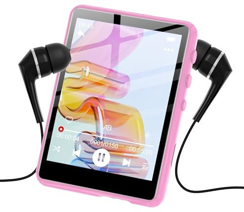 SOWFY Reproductor MP3 SWOFY de 128 GB con Bluetooth 5.3, Pantalla táctil de 2,4 Pulgadas, Sonido de Alta fidelidad, Altavoz Incorporado, función de grabación, Radio FM, Ampliable hasta 512 GB (Rosa)